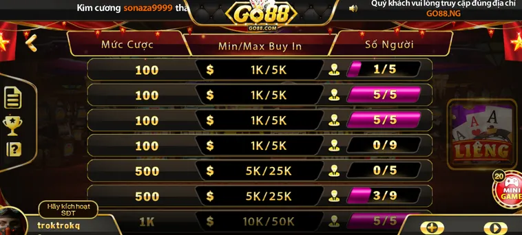 Trải Nghiệm Sảnh Liêng Tại Go88 Đỉnh Cao Với Tỷ Lệ Thưởng Cực Khủng