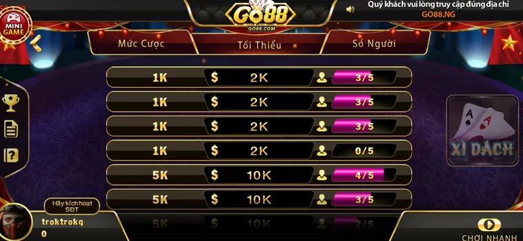 Tận Hưởng Những Ván Xì Dách Tại Go88 Đỉnh Cao Mang Về Khoản Thưởng Lớn